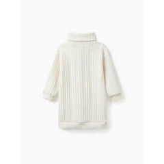 Patpat Toddler Girl Letter Embroidered Textured Turtleneck Long-sleeve Sweater Dress apricot