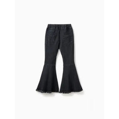 PATPAT Kid Girl Ripped Raw Hem Flare Jeans share icon Black