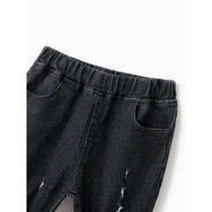 PATPAT Kid Girl Ripped Raw Hem Flare Jeans share icon Black