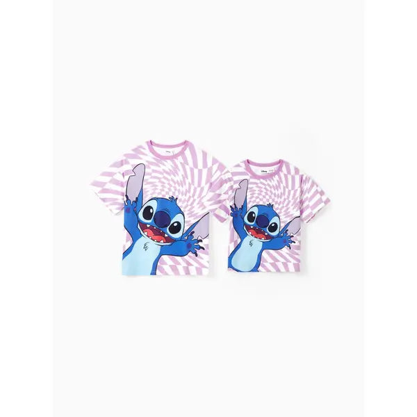 PATPAT Disney Stitch Mommy And Me 1pc Character Checkered Print Top