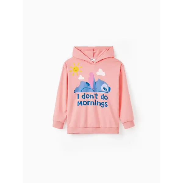 PATPAT Disney Stitch Mommy And Me 1pc Character Letter Print Hooded Sweatshirt