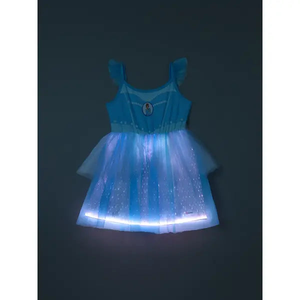 PATPAT Go-Glow Disney Princess Cindere Illuminating Dress with Light Up Layered Tulle Skirt Including Controller (Built-In Battery) Light blue