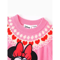 PATPAT Disney Mickey and Friends Toddler Girl 1pc Cotton Minnie Mouse Heart Pattern Long-sleeve Knitwear