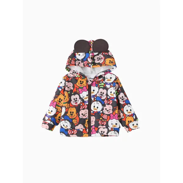 Patpat Disney Mickey and Friends Baby/Toddler 1pc Character Allover Pattern 3D Ears hooded Jacket