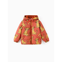 Patpat Disney Lion King Toddler Boy 2pcs Simba Character Allover Print Hooded Jacket Coat With Storage Bag Set brown