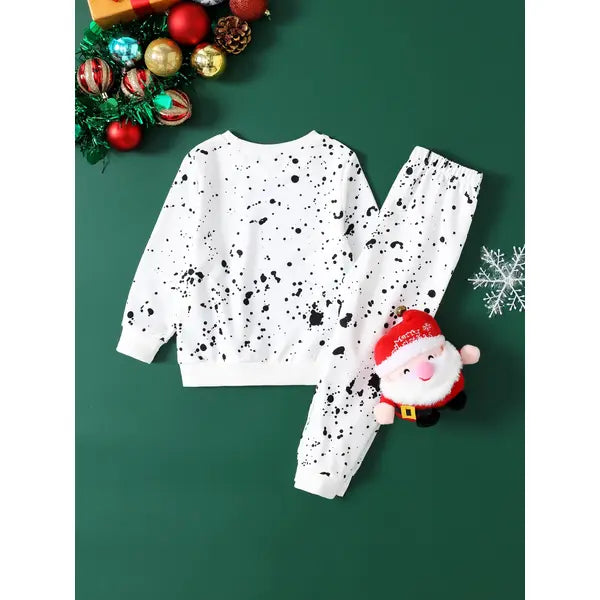 Patpat 2pcs Toddler Boy Childlike Christmas Deer Pattern Set white