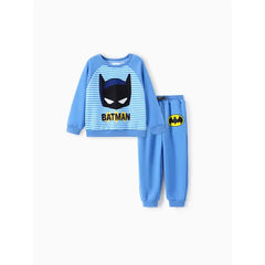PATPAT Justice League Toddler/Kid Boy 2pcs Batman Striped Top And Pants Set Blue