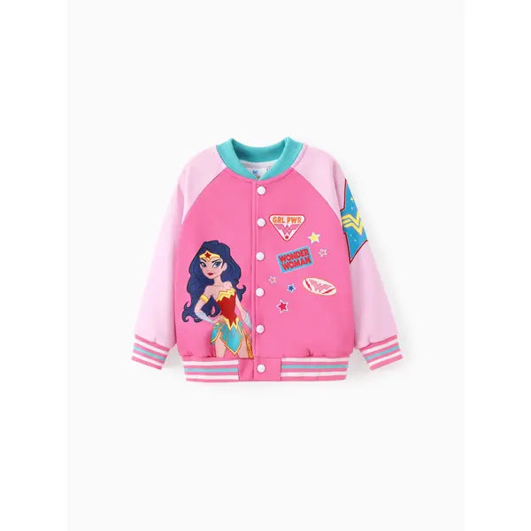 PATPAT Justice League Toddler/Kid Boy/Girl 1pc Batman/Wonder woman/Superman Colorblock Long-sleeve Jacket Pink