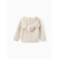 PATPAT Baby/Toddler Boy/Girl 3D Ear Hooded Textured Sweater Jacket  White