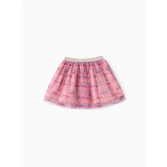 PATPAT Justice League Toddler Girl 2pcs Cotton Supergirl Ruffled Top And Allover Print Tulle Skirt Set pink