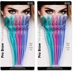 Ardell Pro Brow for Trim & Shape, Eyebrow Razor Trimmer, and Shaper with Cover, Facial Hair Removal for Women, Dermaplaning Shaver - 6 counts in 1 pack
