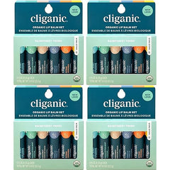Cliganic Organic Lip Balm Set – 100% Natural Hydrating & Moisturizing Lip Care for Dry, Cracked Lips – 6 Flavors, Bulk Packs Available (6, 12 & 24 Tubes) – Stocking Stuffer Gift for Men & Women