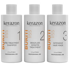 Kerazon Professional Brazilian Keratin Treatment Buriti Liss – Complete Hair Smoothing & Straightening Kit with Clarifying Shampoo, Intensive Hair Mask & 1L Keratin Treatment