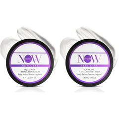 NOW BEAUTY Squalane Body Butter - Squalane and Hyaluronic Acid Body Lotion with Hydrating Coconut Oil and Shea Butter - Luxurious, Moisturizing, Non-Greasy Cream for Dry Skin