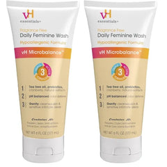 vH essentials Daily Feminine Wash, Fragrance Free, 6 fl oz Odor Eliminating Body & Vaginal Wash with Tea Tree Oil, Prebiotics and Lactic Acid for pH Balance and Vaginal Health