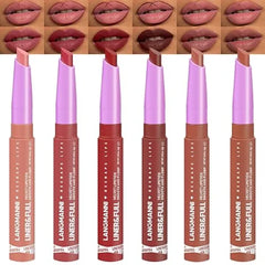 LANGMANNI 4Pcs 2 in 1 Velvet Matte Lipstick Set All in One Lip Liner & Full Size Lipstick in Unique Teardrop Shape,Gift For Women Makeup Set