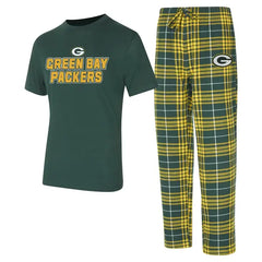 Men's Concepts Sport Green/Gold Green Bay Packers Vector T-Shirt & Flannel Pants Sleep Set