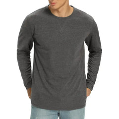 Iceglad Mens Premium Cotton Fashion Casual Crew Neck Long Shirts