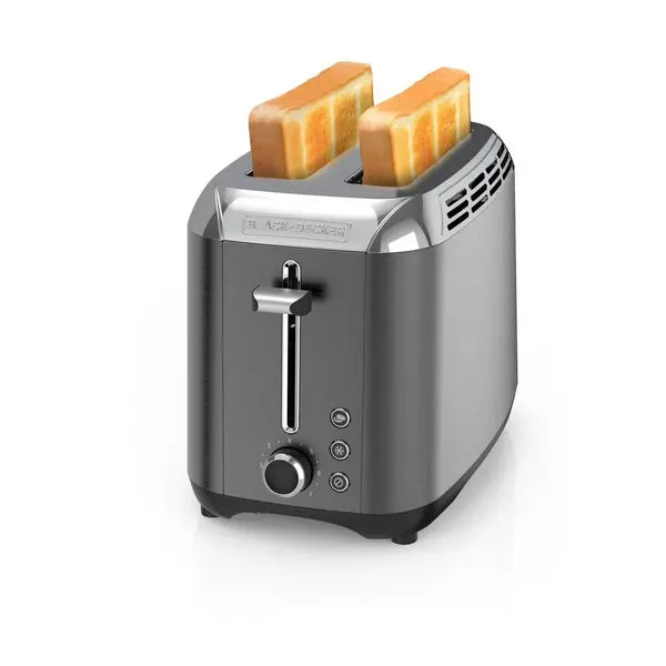 BLACK+DECKER 2-Slice Toaster, Black Stainless Steel with Removable Tray