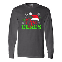 Inktastic Opa Claus with Christmas Santa Hat and Snowflakes Long Sleeve T-Shirt