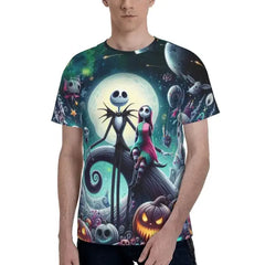 Nightmare Before Christmas Shirt Halloween Jack Sally Shirts 3D Printed Fashion Short Sleeve Unisex Cartoon Shirt