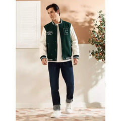 New York Textured Varsity Jacket - Green