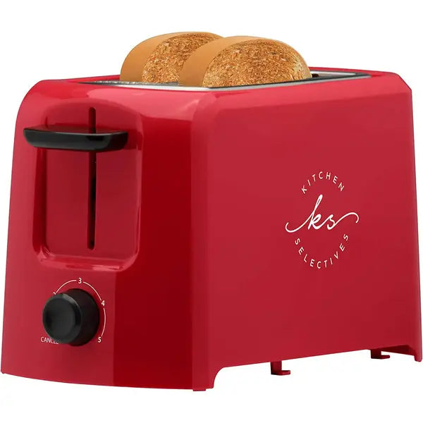 Kitchen Selectives 2-Slice Toaster, Red with Adjustable Browning Control