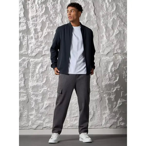 Plain Twill Bomber Jacket - Blue