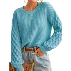 CUPSHE Women's Sweater Cable Knit Crew Neck Long Sleeves Fashion Casual Pullover Sweater Tops