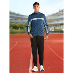 Panelled Zip Through Jacket - Blue