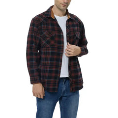 COEVALS CLUB Mens Flannel Long Sleeve Shirts Corduroy Lined Snap Button Up Cotton Western Plaid Shirts
