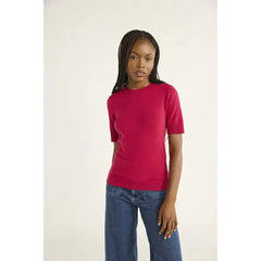Free Assembly Women’s Cozy Yarn Shrunken Sweater Tee with Short Sleeves