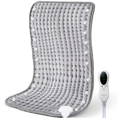 Posrue XXX-Large Electric Heating Pad 39" x 19", 10 Electric Temperature Options, 3 Timer Settings Machine Washable - Silver / Gray