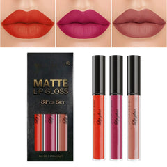 Huda Beauty Youyingggg 3Pcs Mauve Berry Rose Red Liquid Lipstick Sets For Women 24 Hour +Lipstick Lipstick Lip Stain Gloss Lazy Lipstick Aoa Makeup Hudabeauty Lip Gloss Satin Lipstick Rise Of Red Green Make Up