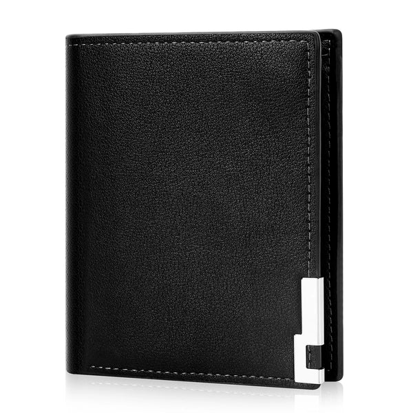 Cshidworld Men's Full Grain Leather Wallet - Ultra-Slim RFID Blocking Bifold with 7 Card Slots & 1 ID Window