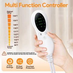 Posrue XXX-Large Electric Heating Pad 39" x 19", 10 Electric Temperature Options, 3 Timer Settings Machine Washable - Silver / Gray