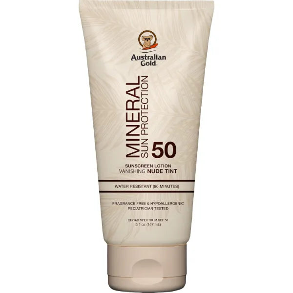 Australian Gold Mineral Body Lotion Sunscreen SPF 50 | Nude Tint, 5 Fl Oz