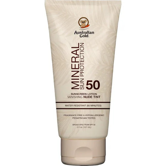 Australian Gold Mineral Body Lotion Sunscreen SPF 50 | Nude Tint, 5 Fl Oz