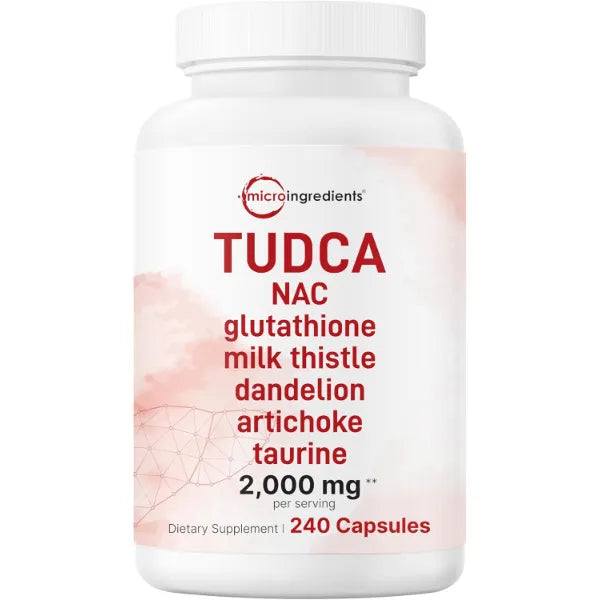 Micro Ingredients TUDCA Bile Salts 2,000mg Supplement, 240 Capsules | 7-in-1 Complex with NAC, Milk Thistle, Glutathione, Dandelion & Artichoke | Extra Strength Tauroursodeoxycholic Acid | Non-GMO