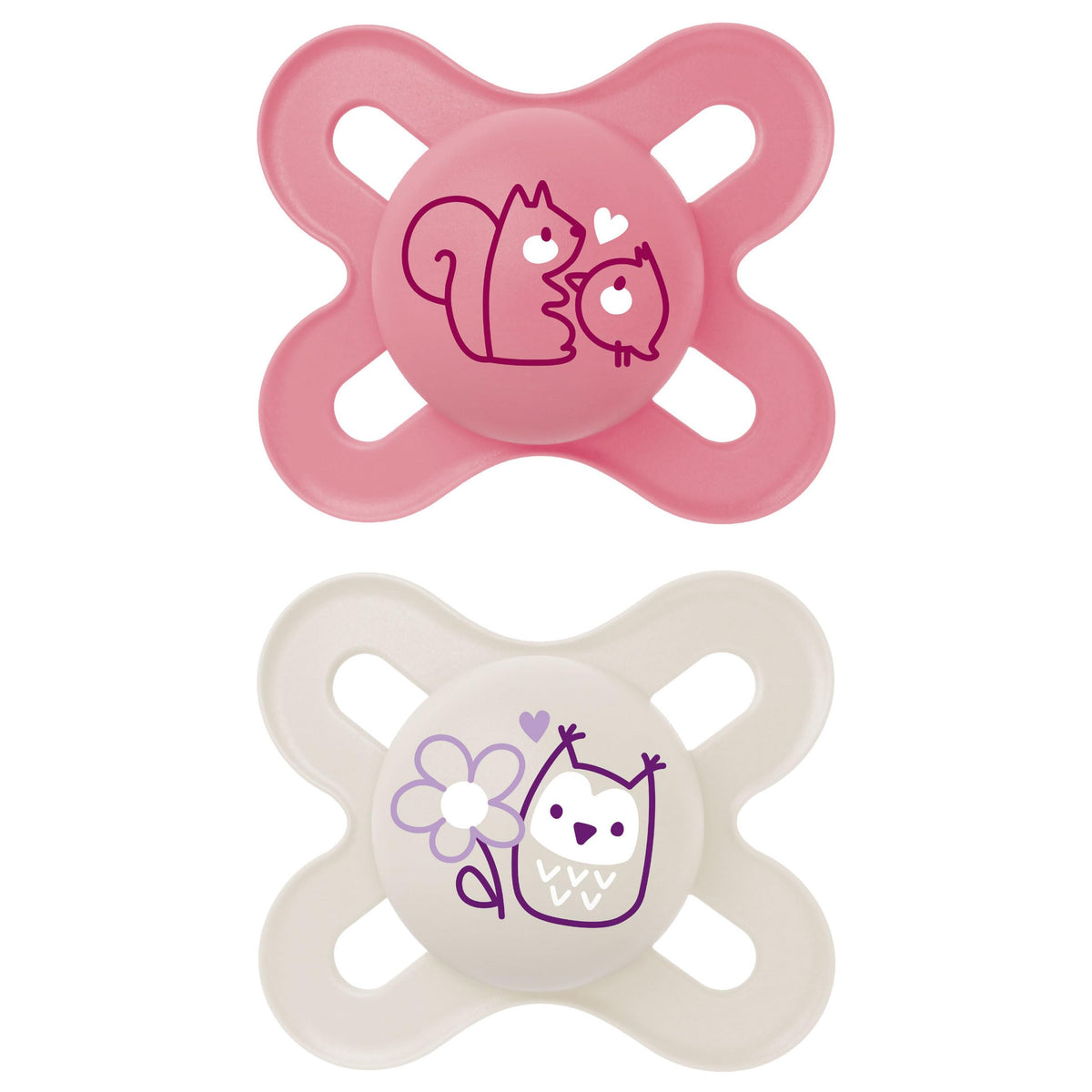 MAM Pacifiers, Newborn Pacifier, Best Pacifier for Breastfed Babies, ‘Start’ Design Collection, Girl, 2-Count