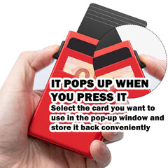 NALACAL Credit Card Holder, Card Holder with Money Pocket Pop Up Wallet, RFID Blocking Slim Wallet, Card Holder Wallet, Contactless Card Protector, Bank Card Case Holds 5 Cards and Notes, Red