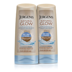 Jergens Natural Glow + Firming In Shower Self Tanner Body Lotion, Sunless Tanning for Medium to Tan Skin Tone, Anti Cellulite Moisturizer for Gradual Fake Tan, 7.5 Oz, Pack of 2
