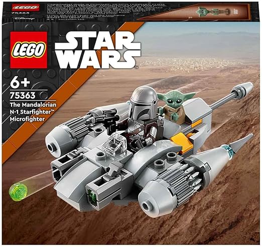 LEGO 75363 Star Wars The Mandalorian N-1 Starfighter Microfighter Microscale Building Toy, The Book of Boba Fett Vehicle with Grogu Baby Yoda Figure, Gifts for Kids, Boys, Girls Aged 6 Plus