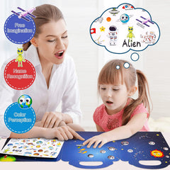 Mumoo Bear Reusable Sticker Books Toys for Kids - 4 Pack for Age 2 3 4 Year Old Boys Girls Toddlers, 3D Clear Animal Space Vehicles Dinosaur Sticker Book Educational Learning Toy Birthday Gifts