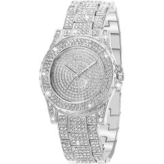 KASTWAVE Luxury Ladies Watch Iced Out Watch with Quartz Movement Crystal Rhinestone Diamond Watches for Women Stainless Steel Wristwatch Full Diamonds