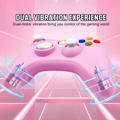 DYONDER Wired PC Controller,Game Controller Joystick with Dual-Vibration Turbo and Hall Trigger Buttons for Windows PC/ PS3/ Android TV Box/Tesla(Pink)