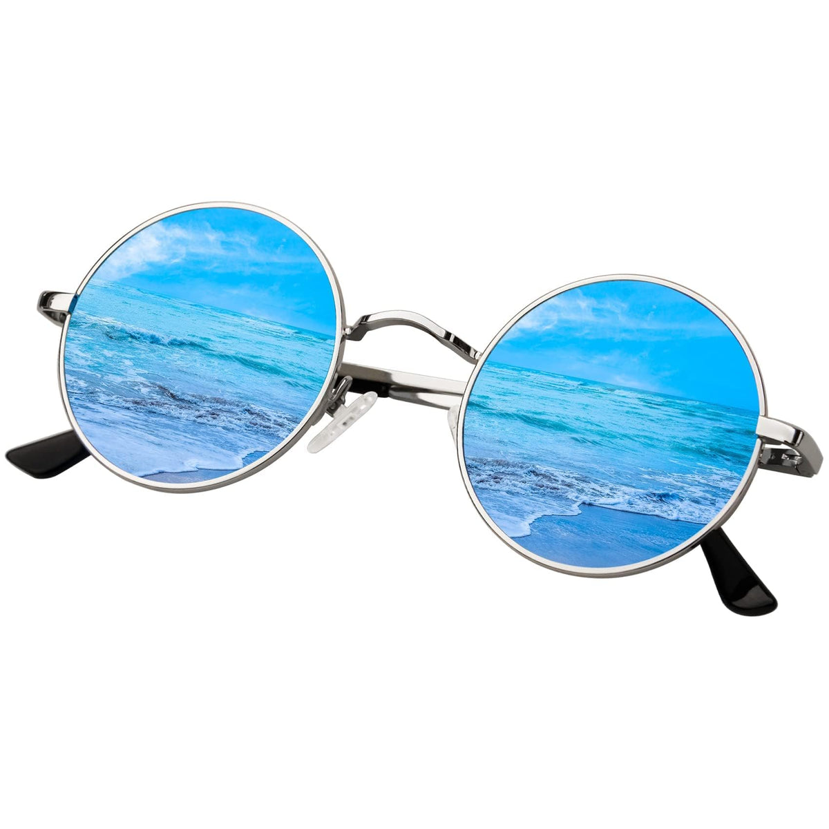 KANASTAL Hippie Round Polarized Sunglasses for Women Men, Small Circle Sun Glasses Classic Vintage Retro Shades Metal Frame UV400 Protection