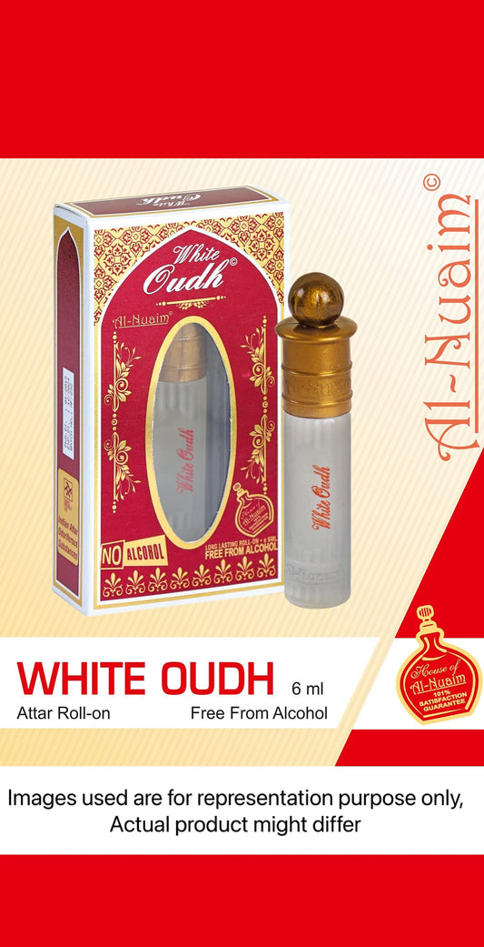 Al Nuaim Eco series | White Oudh 6ml | Alcohol Free Attar Roll On | Concentrated Perfume Oil | Premium-Grade Oriental Attar | Long Lasting Fragrance