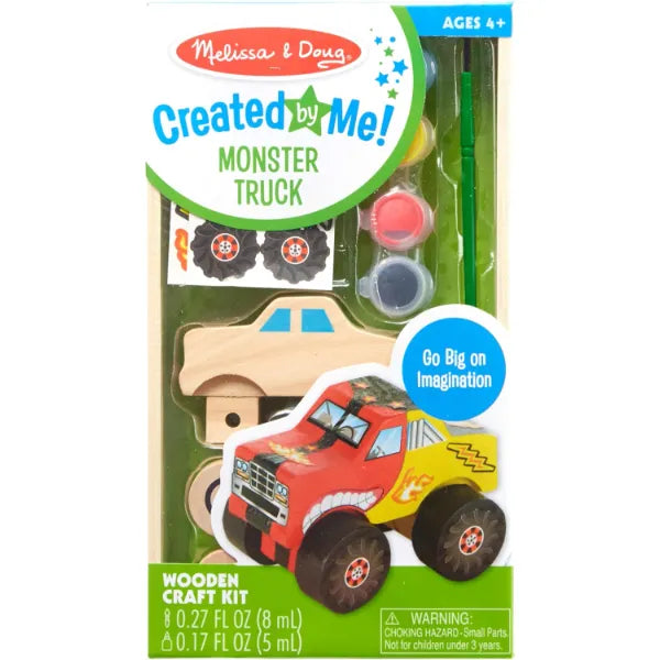 Melissa & Doug Created by Me! Monster Truck Wooden Craft Kit - Easter Basket Stuffers Easy To Assemble DIY For Kids
