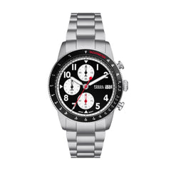 Fossil Men's Sport Tourer Quartz Stainless Steel Chronograph Watch, Color: Silver/Black (Model: FS6045)